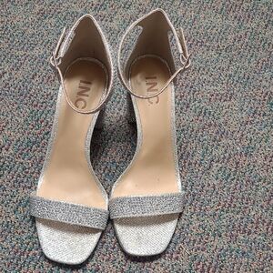 Like New INC  Lexini  Silver Crystal Rhinestone Square-toe Strappy sandals